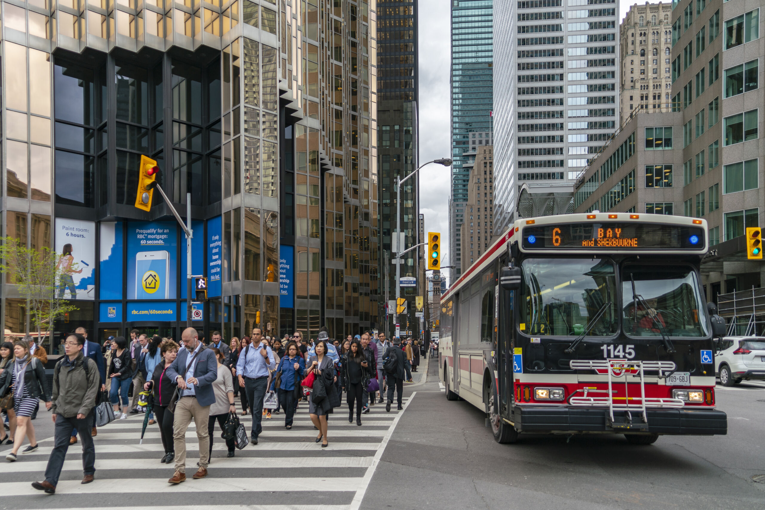 Toronto's Busiest Intersection Yonge And Front Streets In A Rush Hour